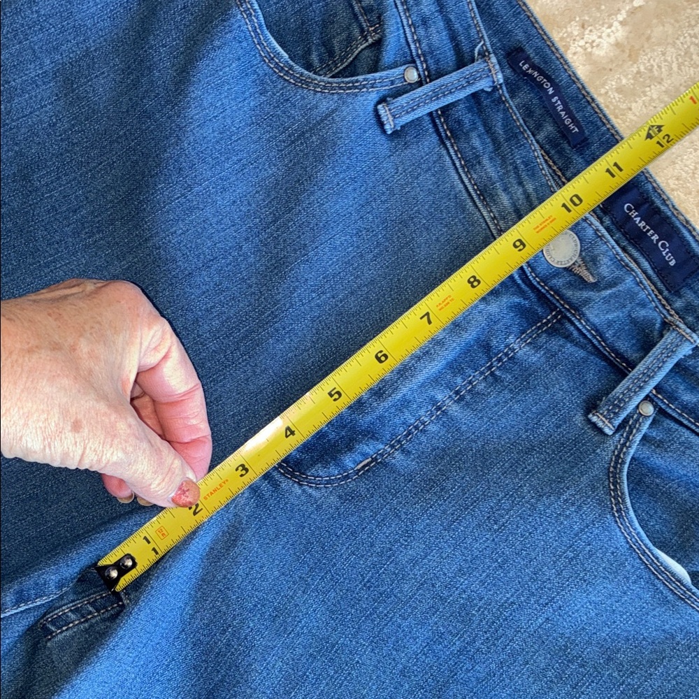 CHARTER CLUB Jeans Lexington Straight Leg High-Rise Women's Medium Wash. 10 - Picture 14 of 17
